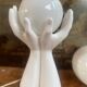 vintage ceramic and opaline hand lamp
