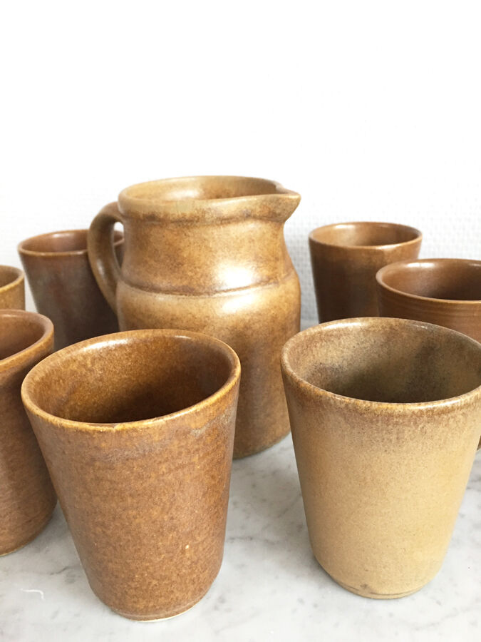 Digoin sandstone cup service, 1970s