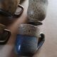 Lot de 9 tasses à café en grès vintage