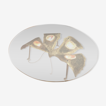 Illuminating coffee table 70' butterfly in bronze or brass with agate inclusions