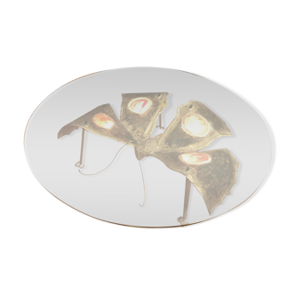 Table basse éclairante 7s papillon en bronze ou laiton avec inclusions d'agate