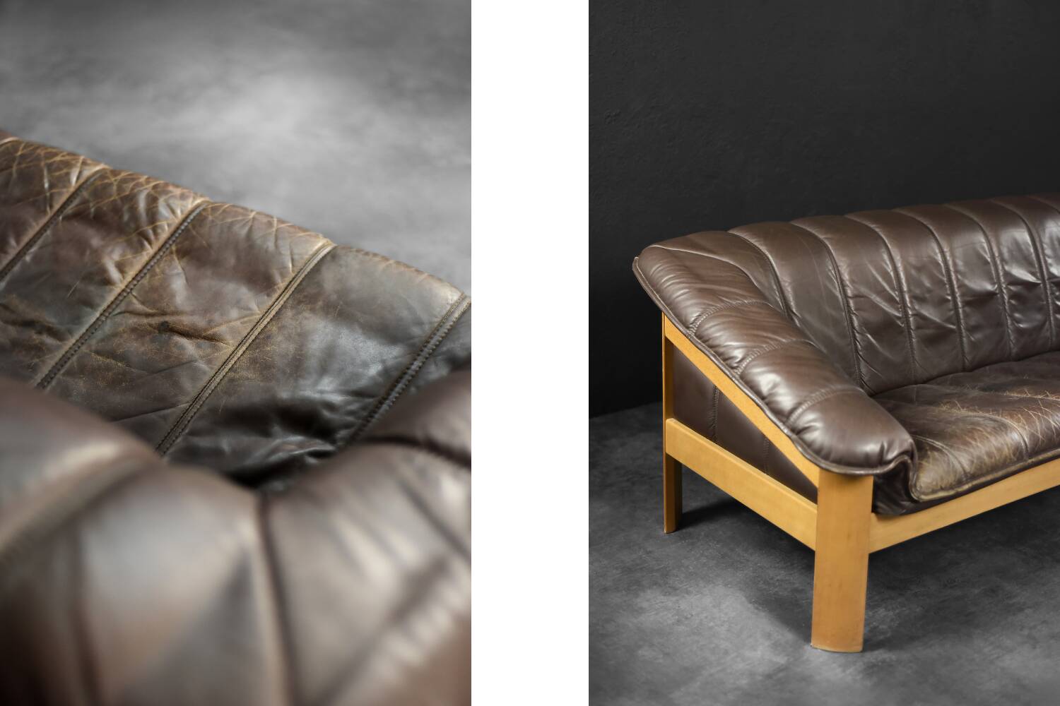 Vintage Mid-Century Modern Danish Brown Leather 3-Seater Sofa, 1970s