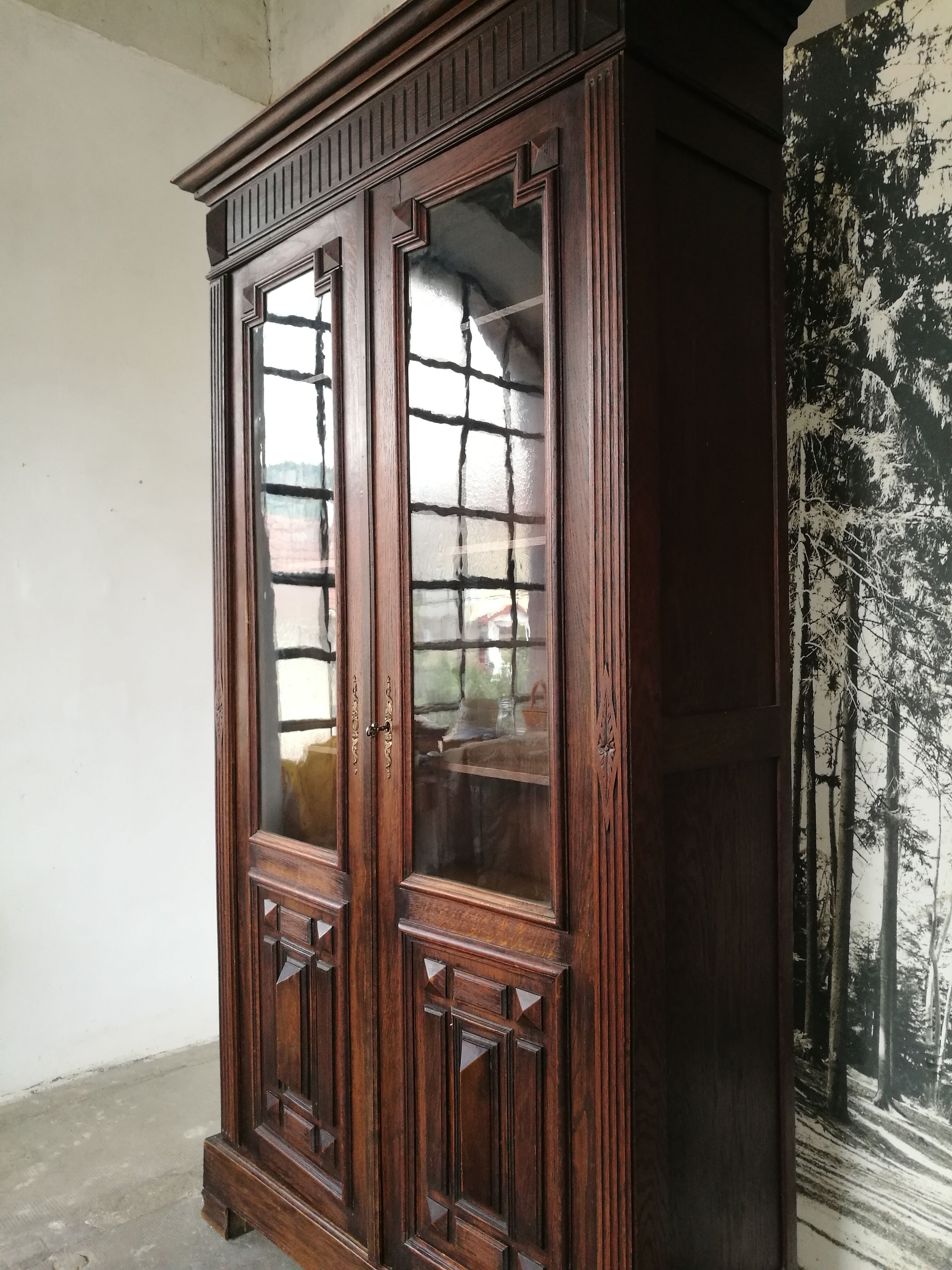Vitrine en chêne bibliothèque  vers 1900