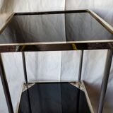 70s black glass and gold metal side table