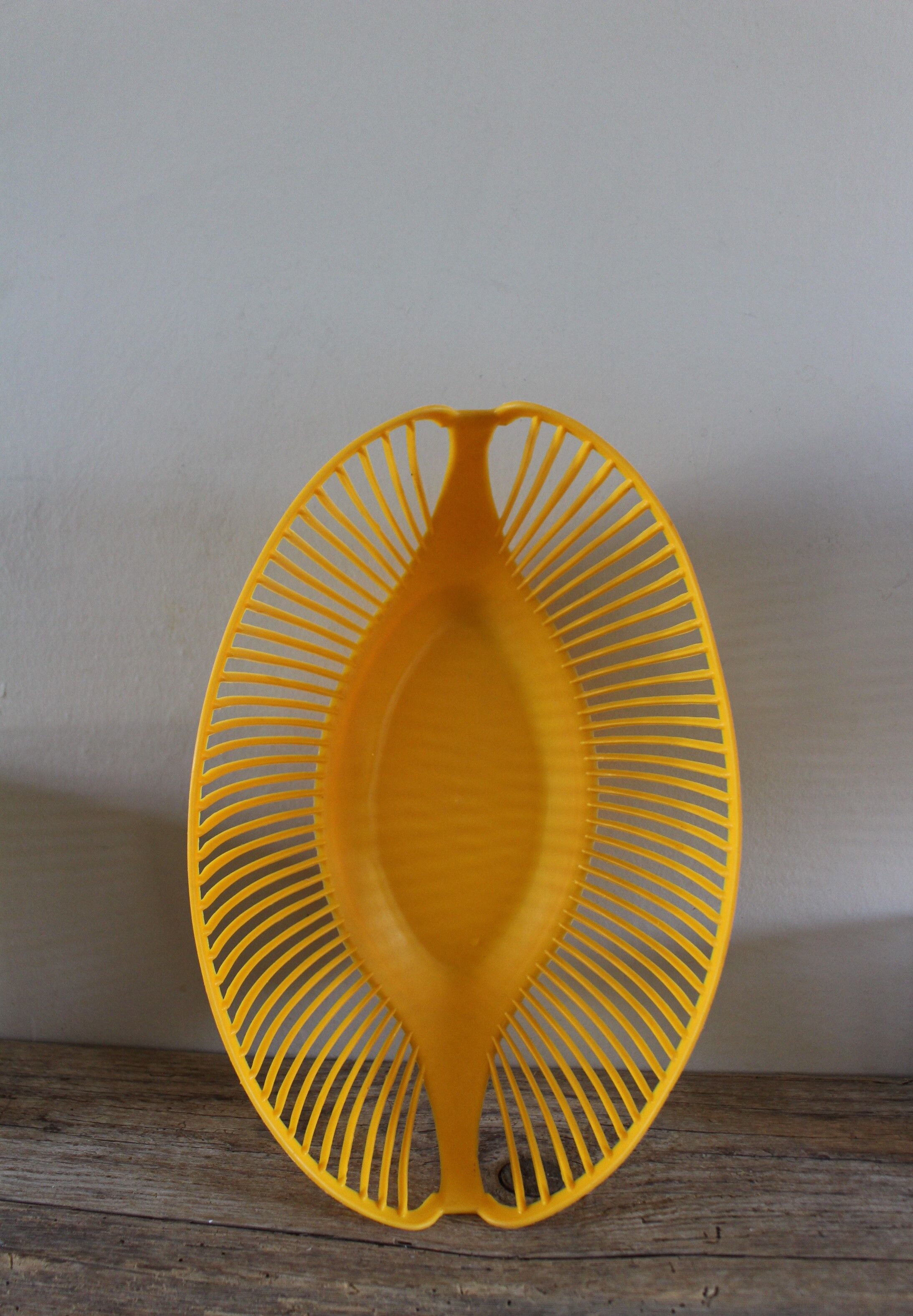 Vintage plastic orange yellow oval basket