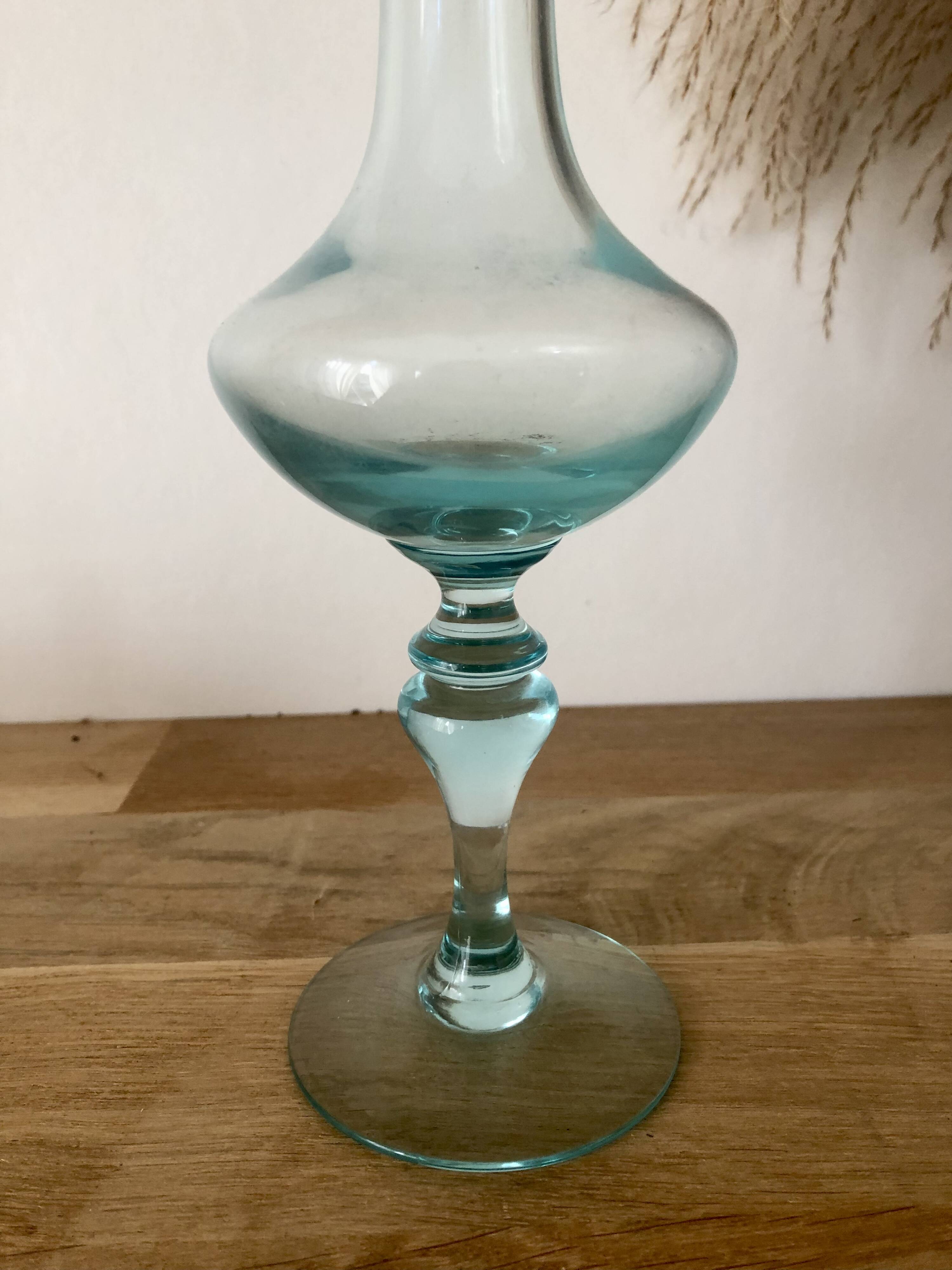 Vintage glass vase in blue tones