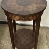 Round pedestal table / side table in wood marquetry