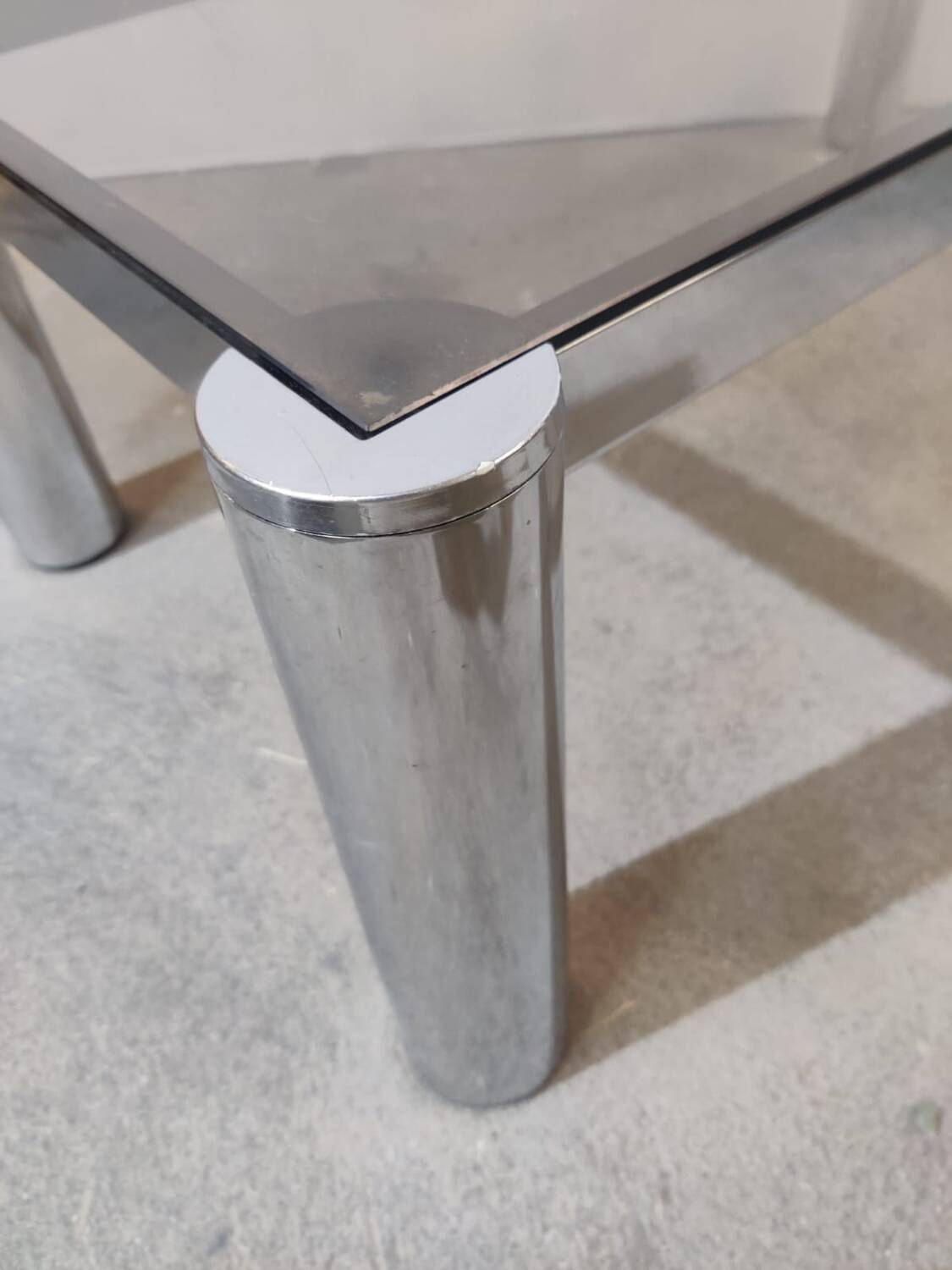 Vintage coffee table in chrome and smoked glass