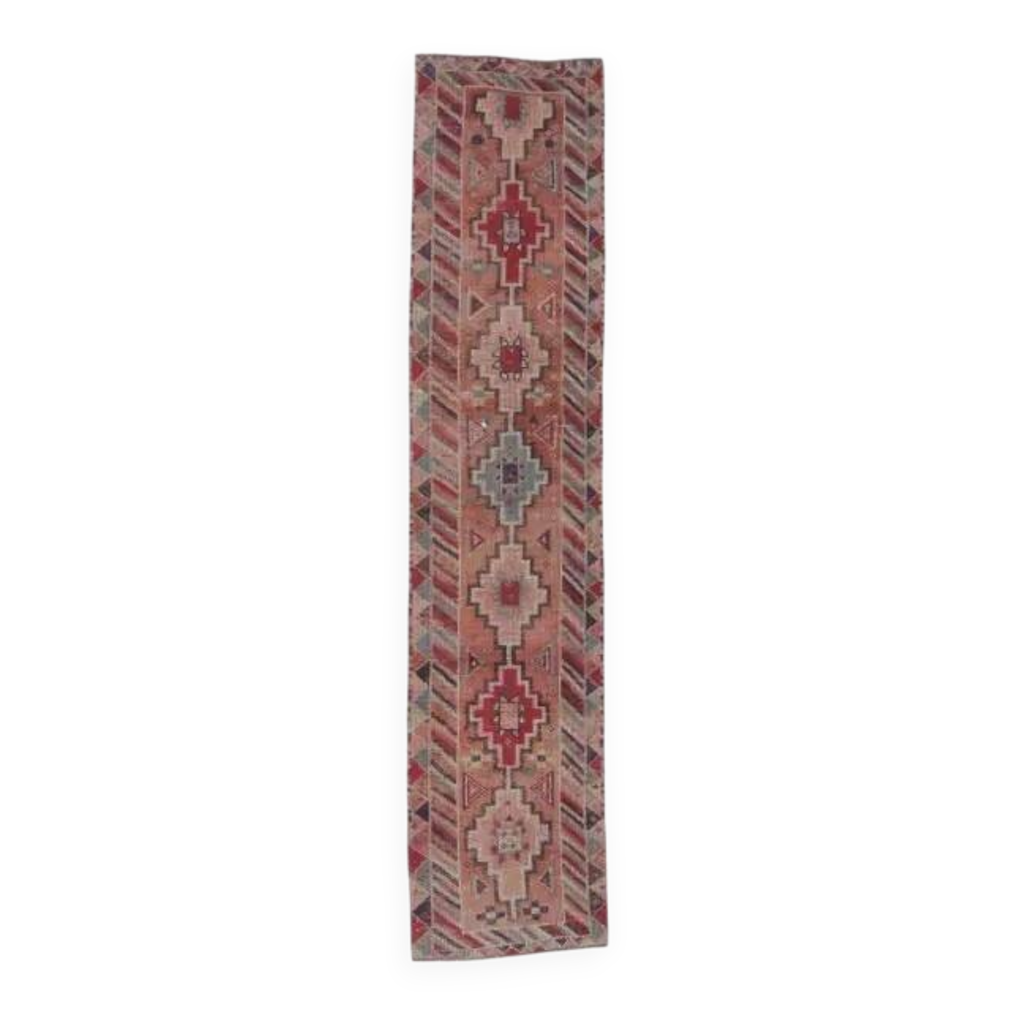 Vintage Natural Turkish Hand-Knotted Pink Runner 80x360