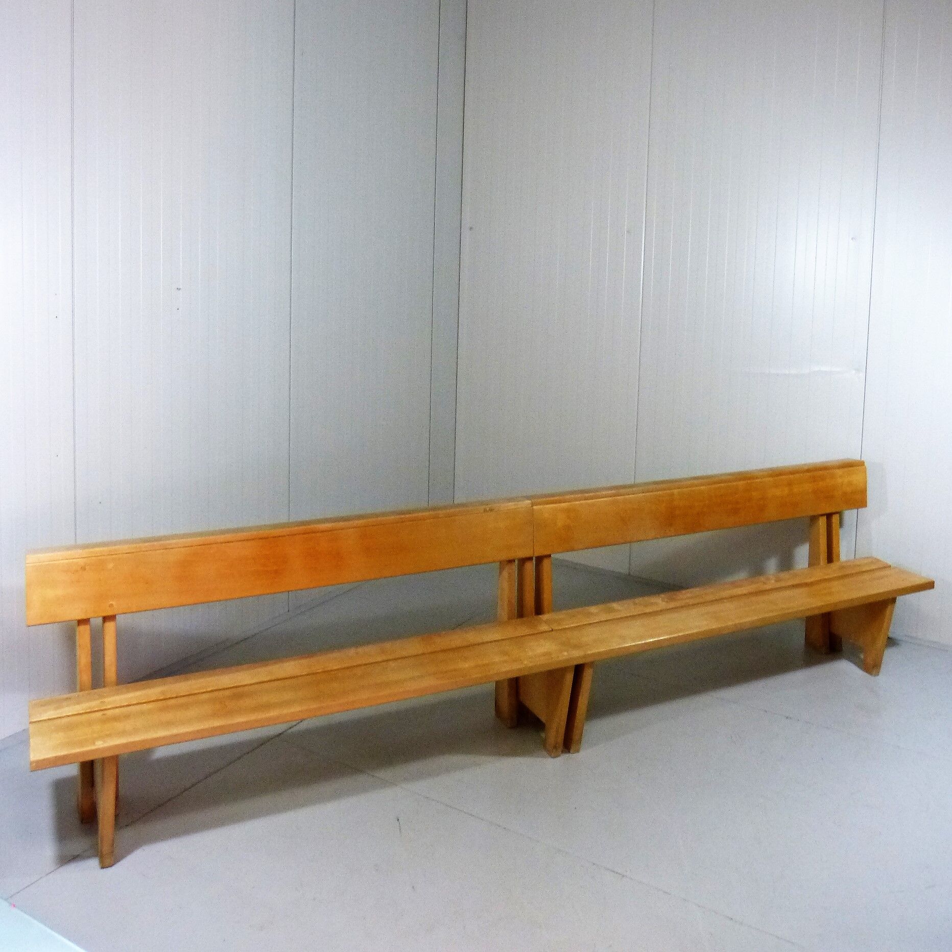 Modernist solid beech wooden pew 1960’s