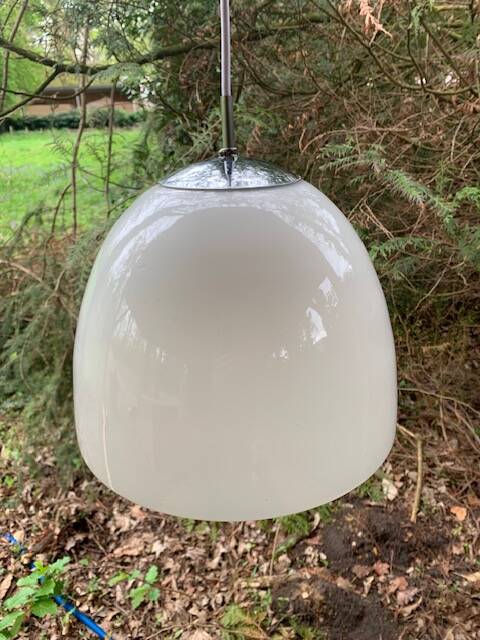 2 Danish white glass pendant lights (50s/60s)