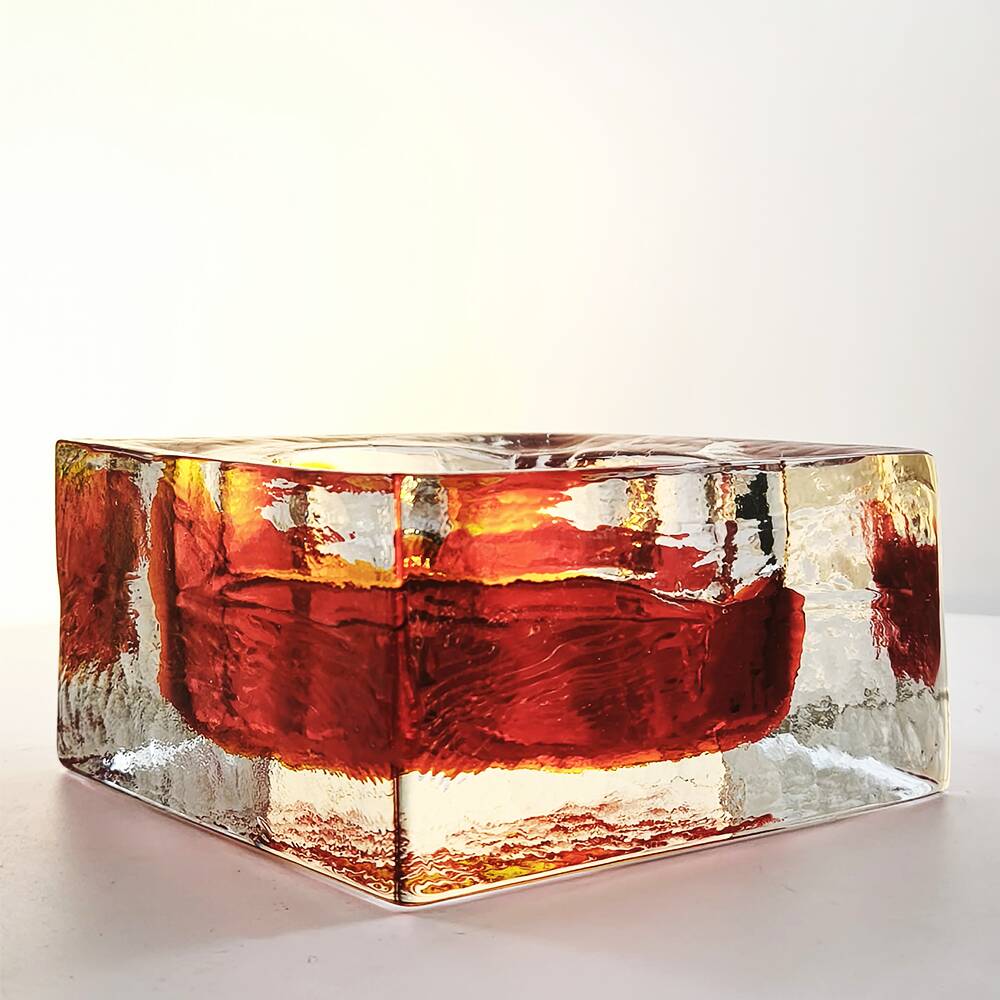 1960s Big Handcrafted Square Ashtray in Uranium Murano Glass by Mandruzzato