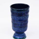Cendrier bleu Rimini Bitossi Aldo Londi du milieu du siècle peint en bleu-vert