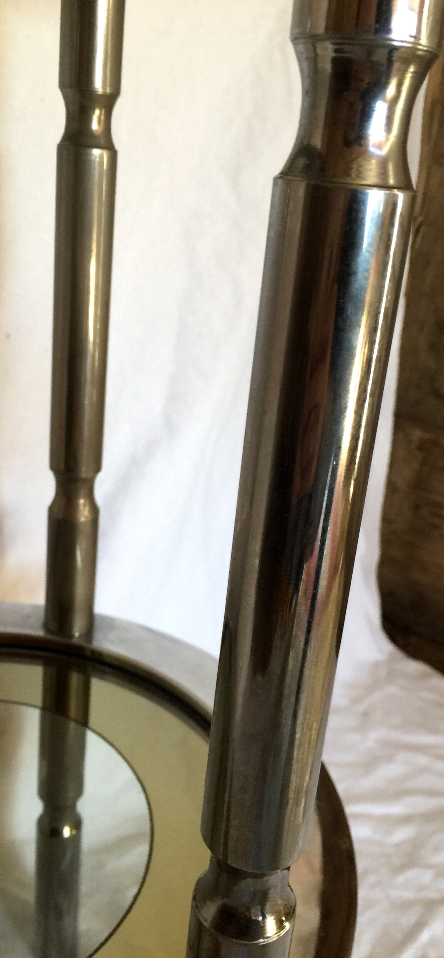Round chrome and glass vintage eglomisé harness