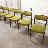 Lot of 6 teak and fabric chairs