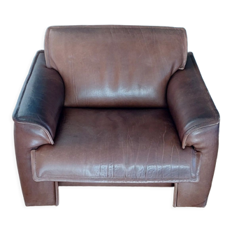 Buffalo Leather Lounge Chair by Hugo de Ruiter for Leolux 1970's.