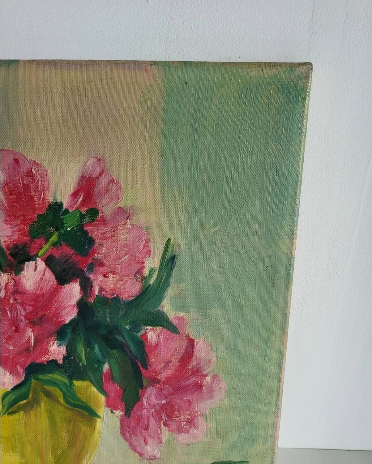 Tableau huile sur toile bouquet de fleurs, XXème