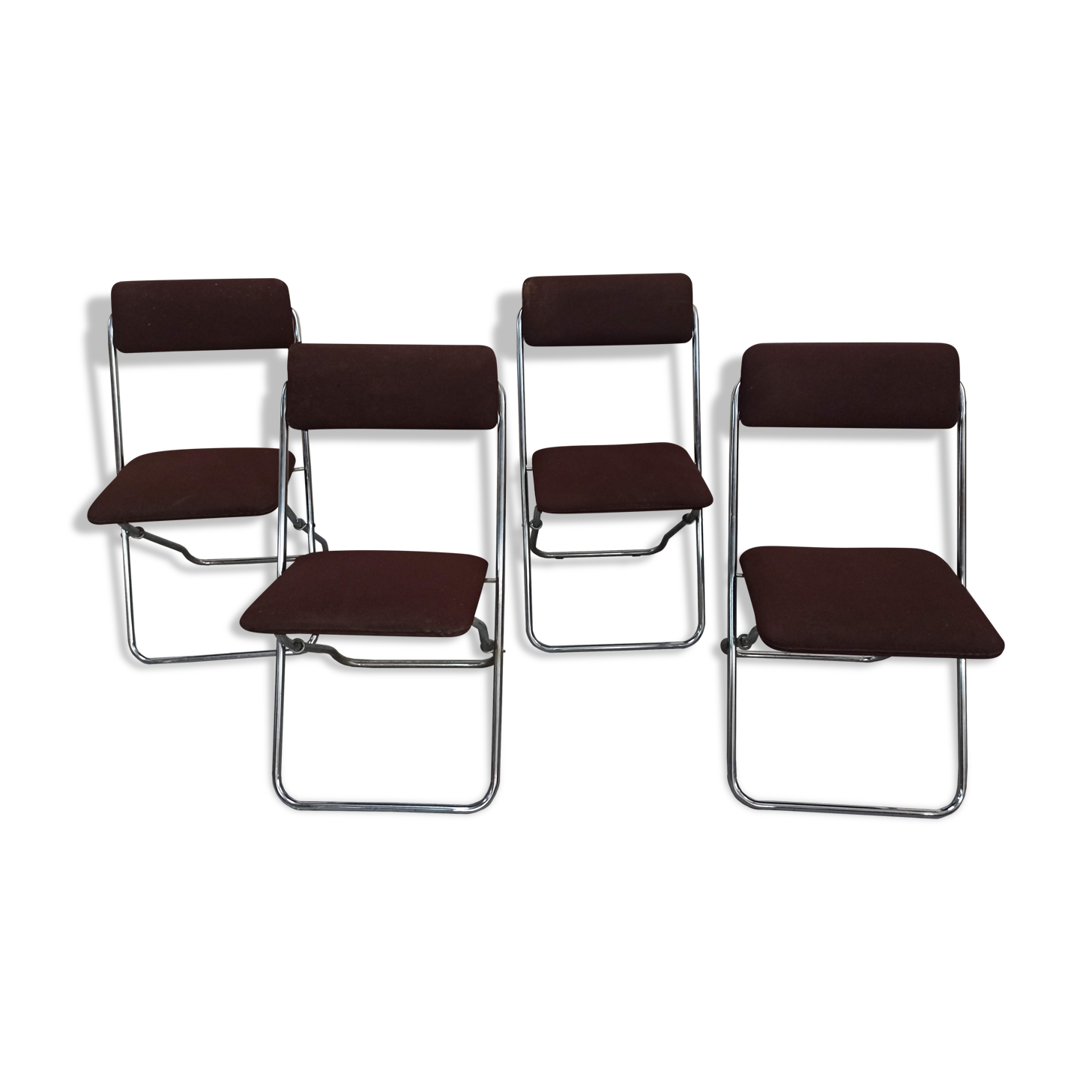 Framar - 4 folding chairs in brown fabric