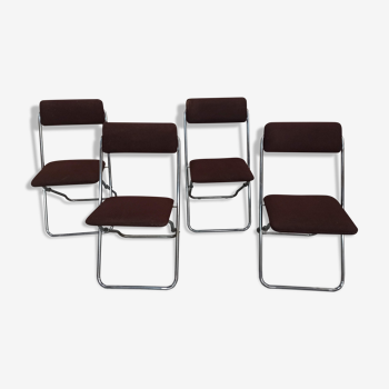 Framar - 4 folding chairs in brown fabric