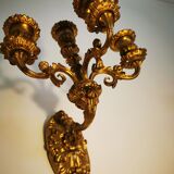 Paire d'appliques en bronze Doré et laiton fin xixe h:26CM