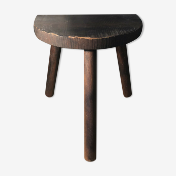 Tabouret de traite en bois sur piétement tripode