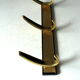 Rockabilly wall mounted metal  and brass coat rack with 3 hooks, vintage from the 1950s