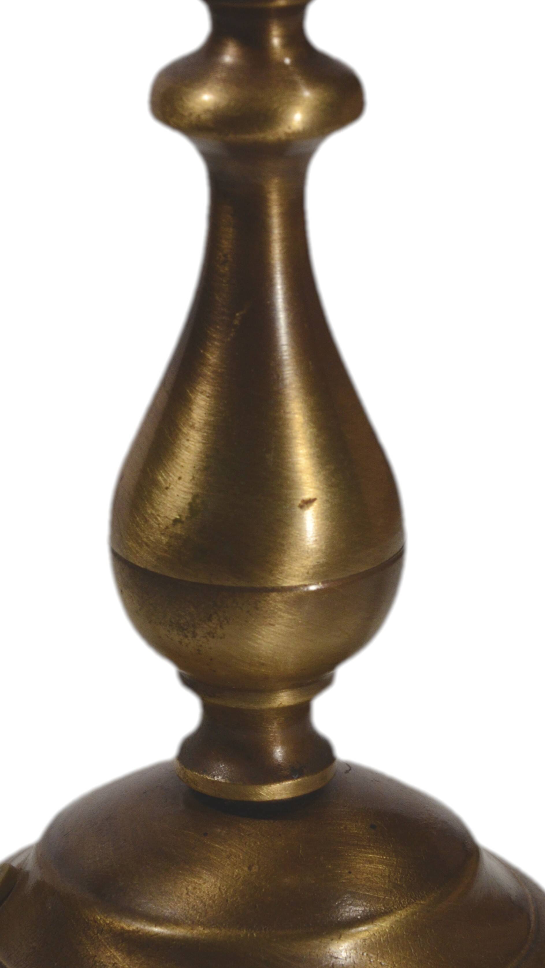 Brass baluster lamp base, 10x21cm, vintage