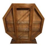Cabinet d'exposition hexagonal en noyer vintage art déco - 1920-1930