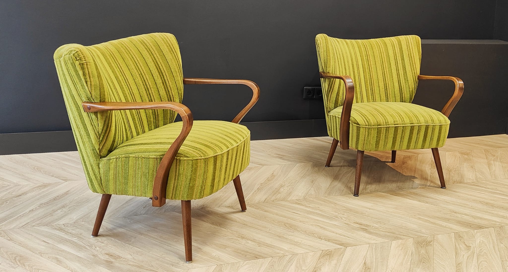 Two mid century cocktail chairs, vintage