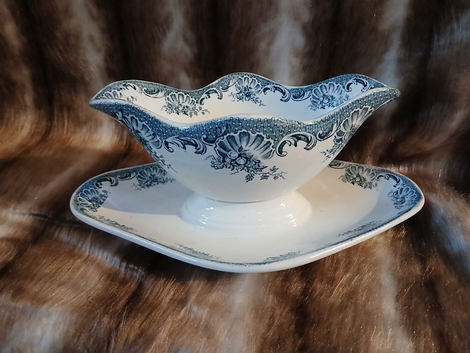 Antique sauce boat in ironstone