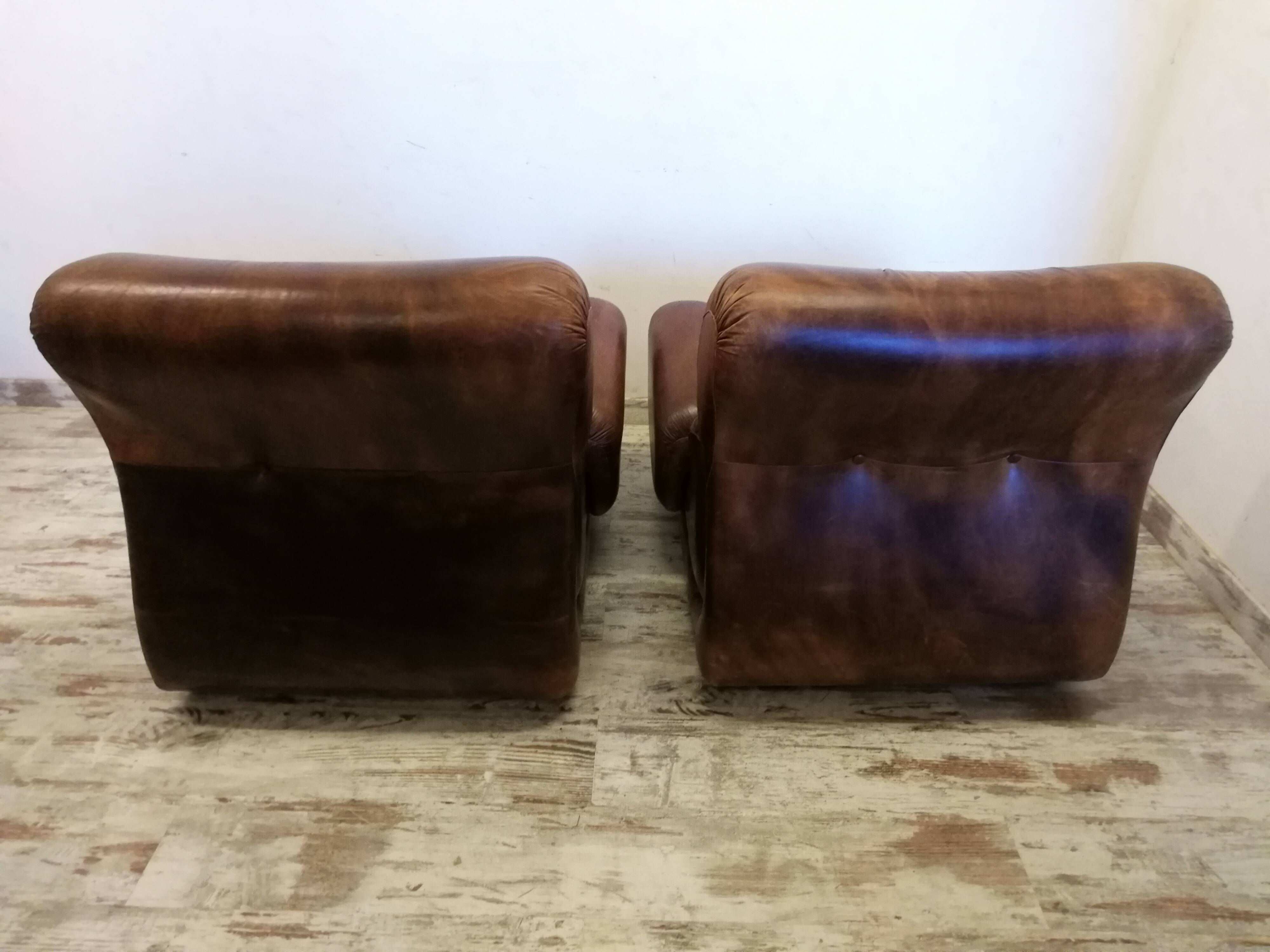 Vintage brown leather sofa 2 modules