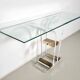 Console table by Charles Hollis Jones in lucite, brass, and glass, 1970.