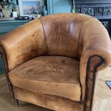 Set of 2 Authentic Leather Club Chairs