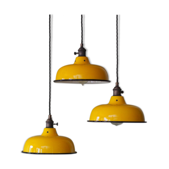 Abat jour émaillé lampe industrielle jaune