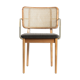 Light wood caning chair armrests red Edition caviar fabric