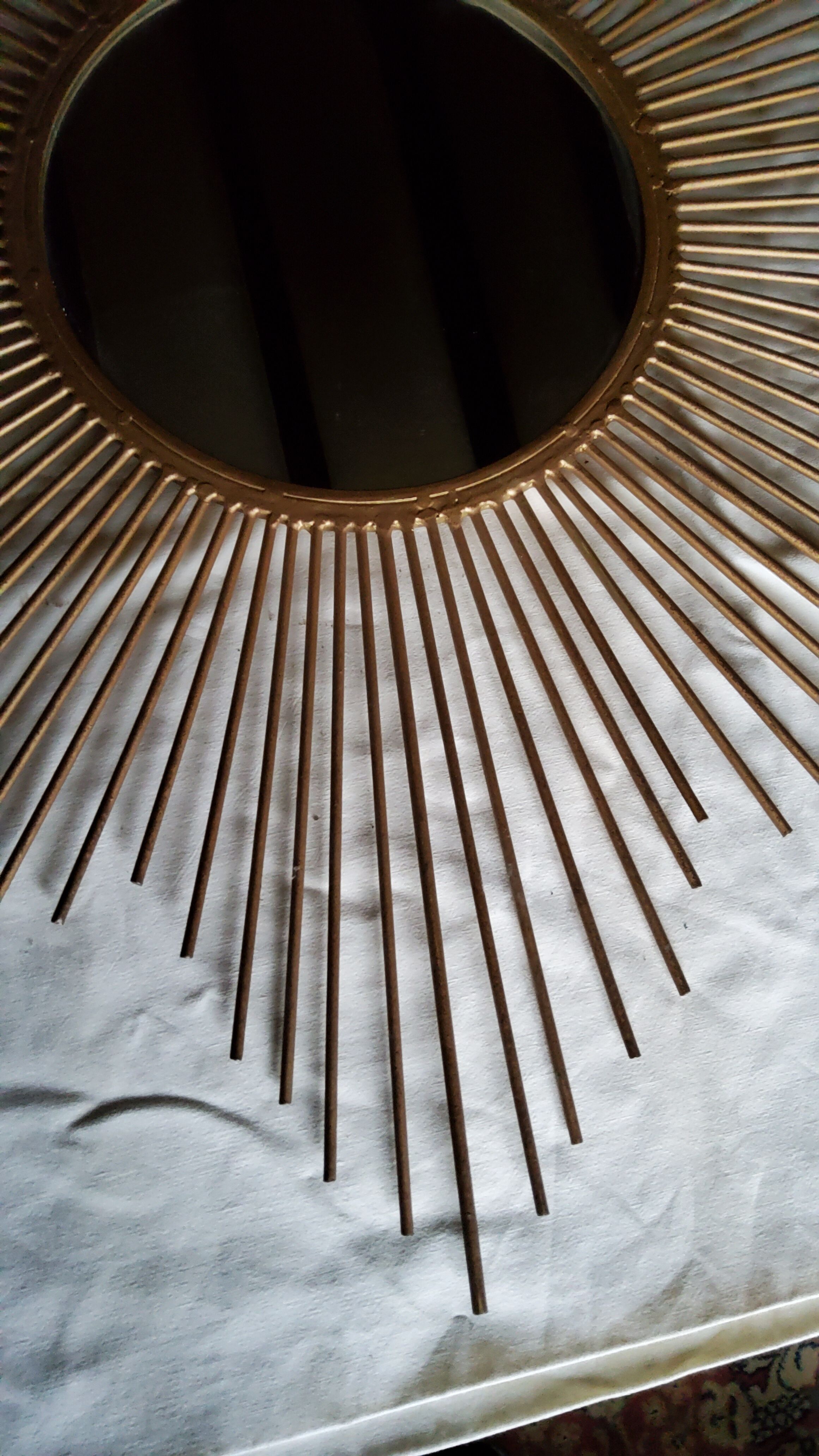 Large Golden Metal Sun Mirror 92cm