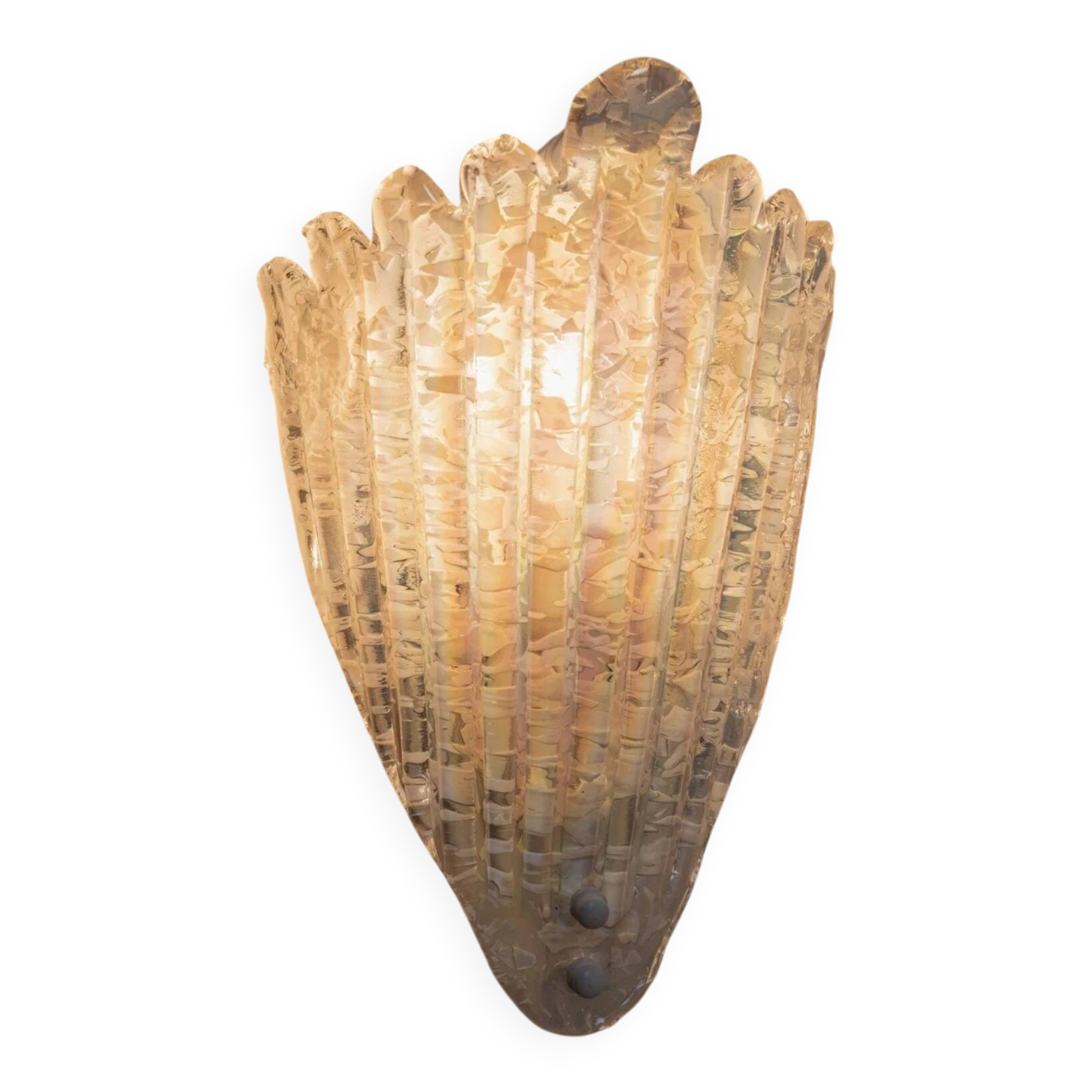 Vintage Murano Glass Shell Wall Lamp - Transparent Iridescent Glass, 1970s Italy