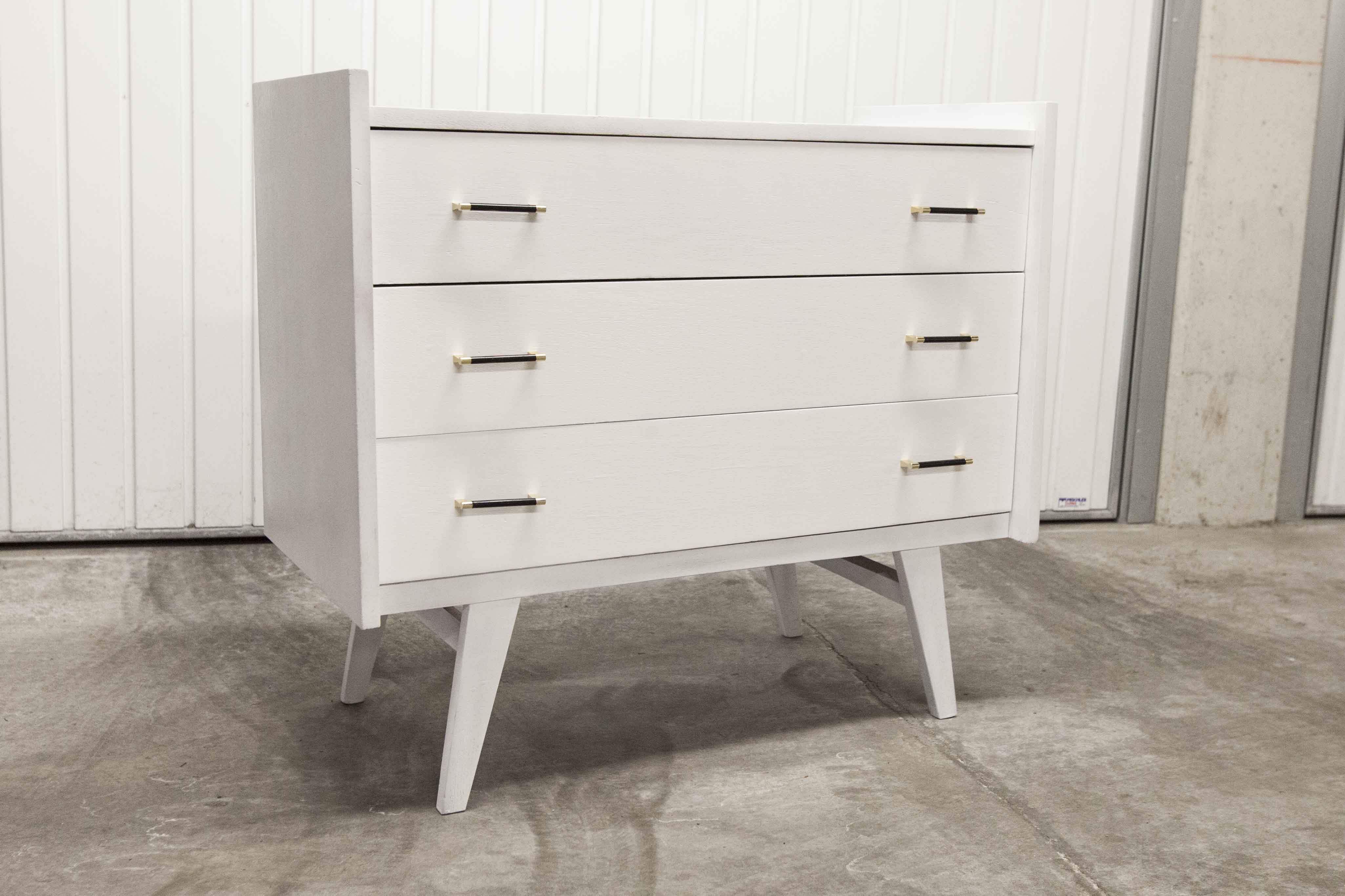 Scandinavian dresser 1960 3 drawers madeover brass bakelite