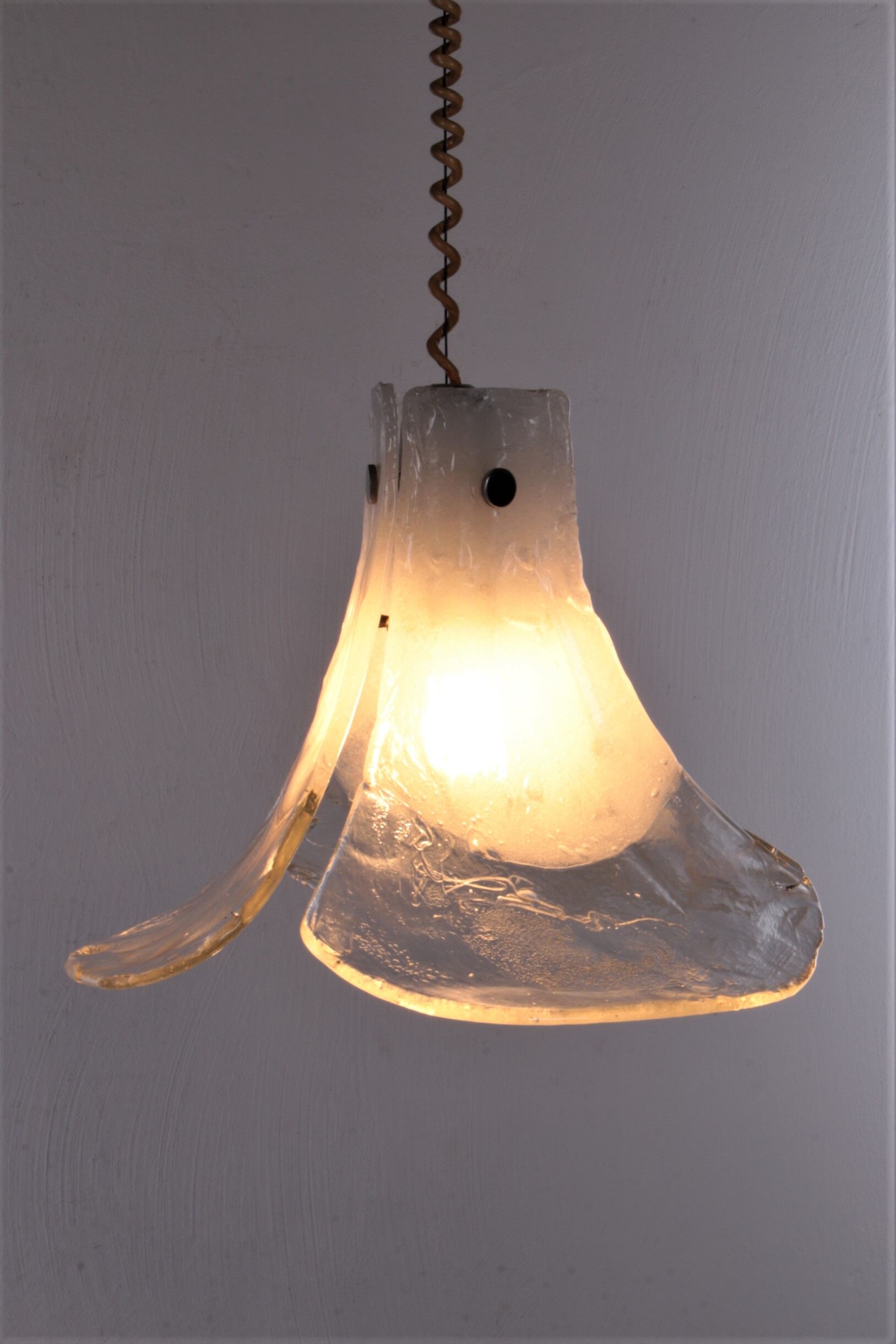 Vintage Mid-Century glass hanging lamp by J. T. Kalmar, 1960