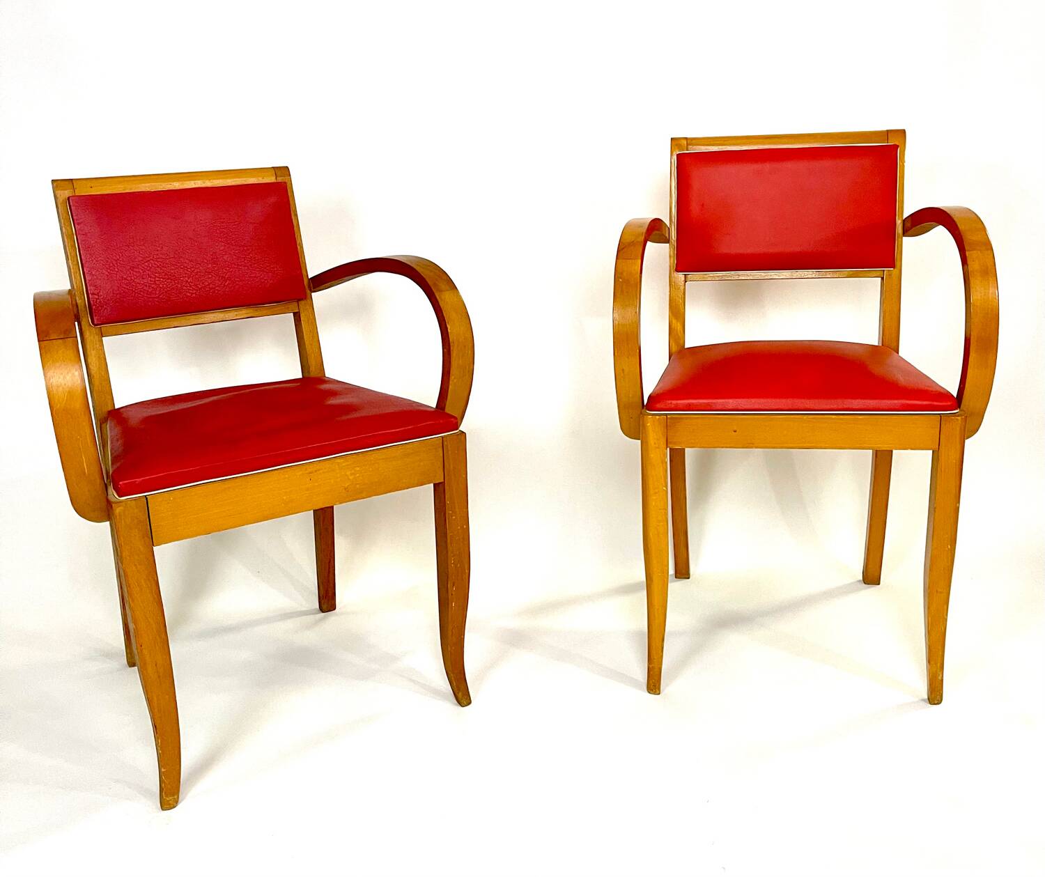 Pair of 50s Red Bridge Armchairs
