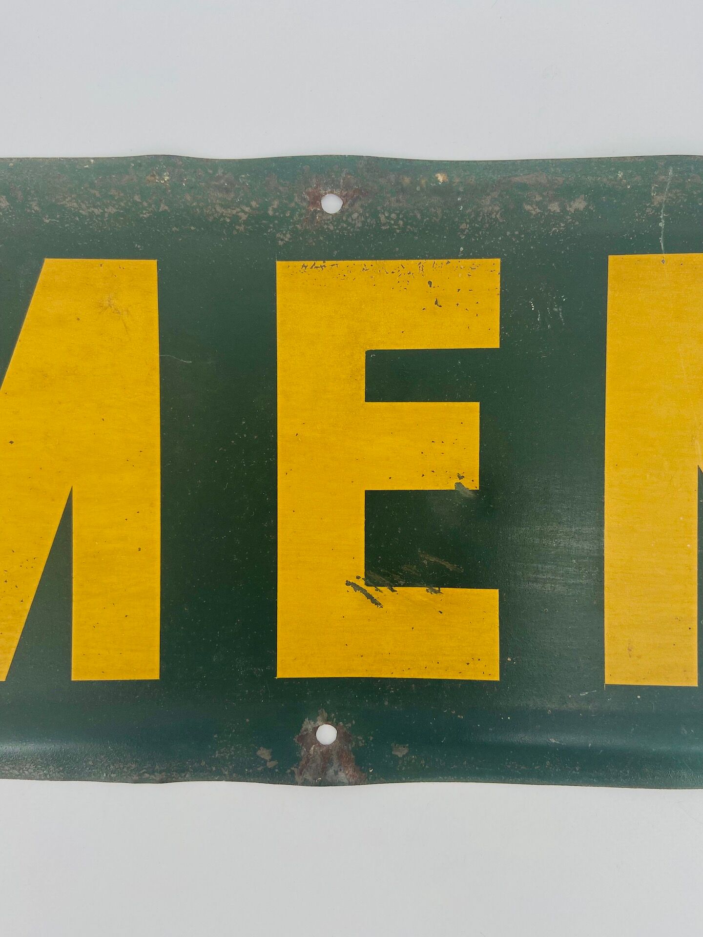 Australian enamelled plate "Men" green and yellow