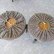 Danish mid century stools on a three-legged wooden frame