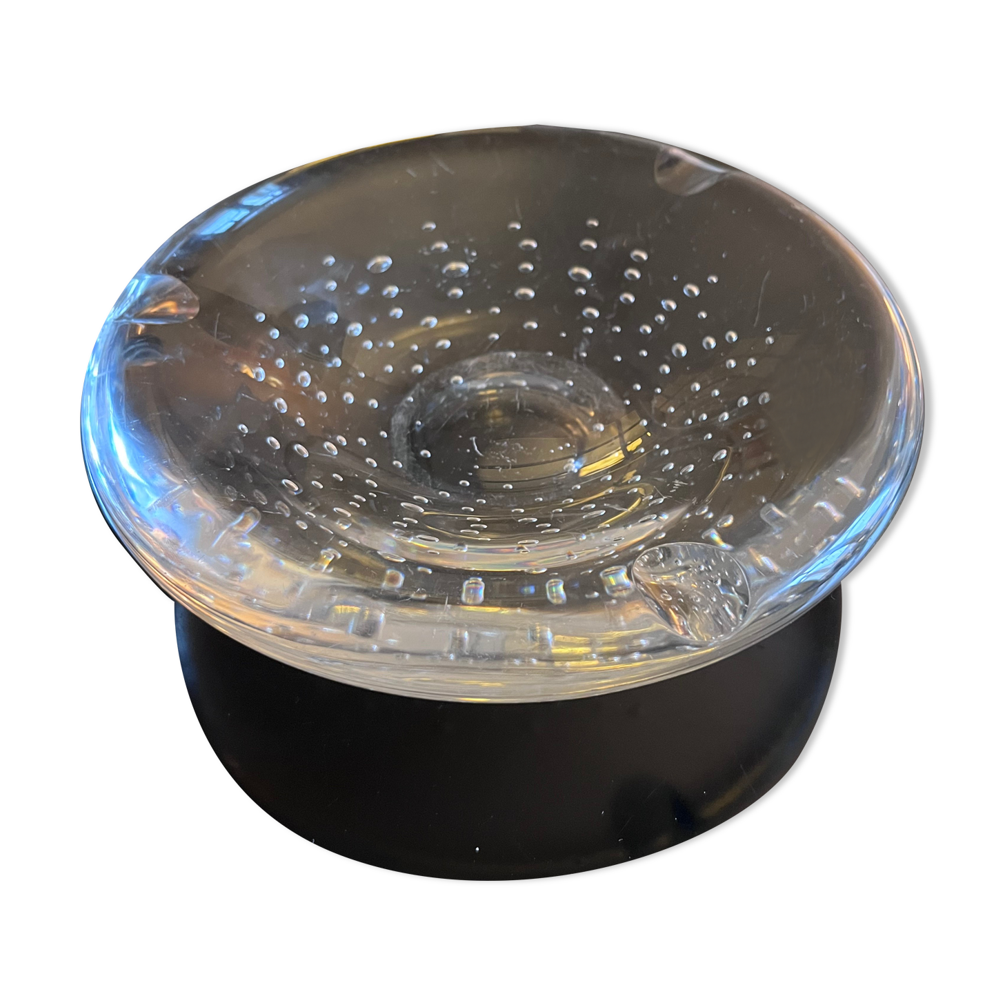 Bubbled crystal ashtray
