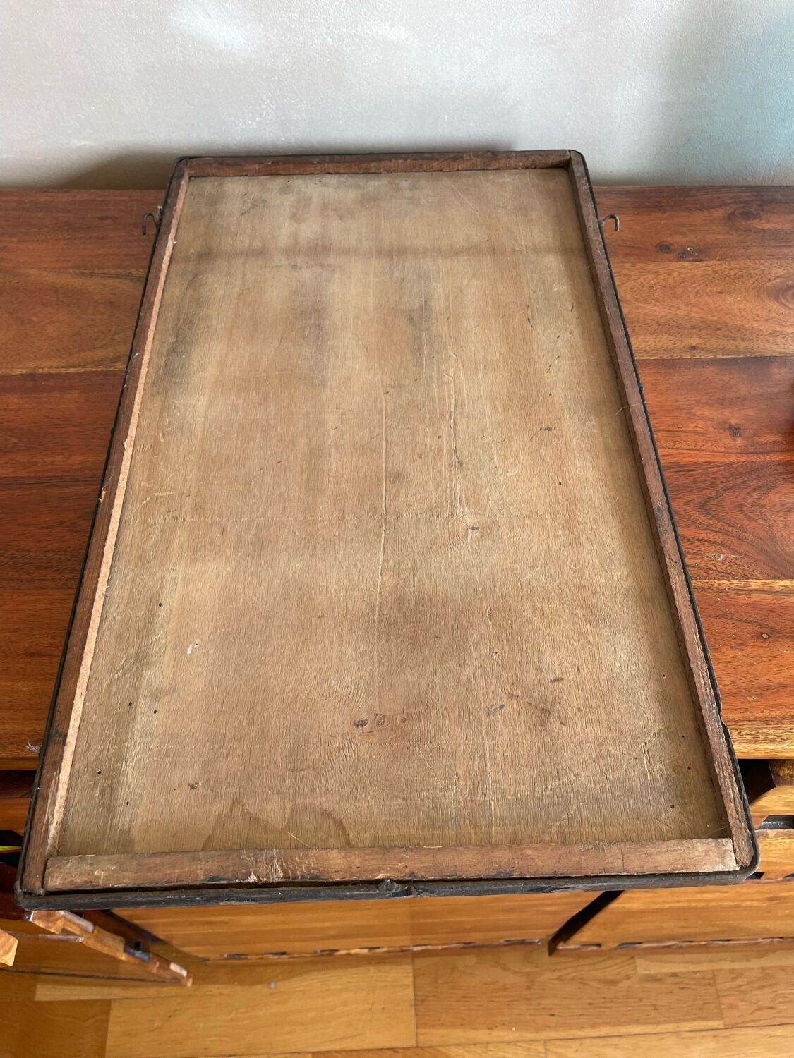 Beveled wrought iron mirror panel