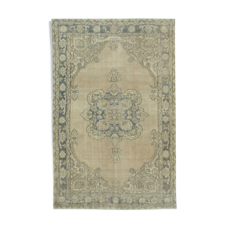 Hand-Knotted Distressed Turkish Beige Carpet 204 cm x 315 cm - 25130