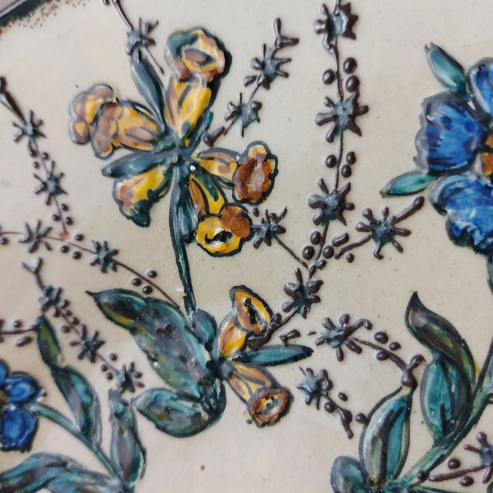 Old plate / dish, glazed ceramics, steffisburg thun switzerland