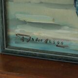 Original vintage oil on panel painting "Flowers in vase"