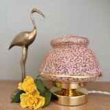 Antique art deco globe table lamp in pink and gold Clichy glass