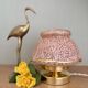 Antique art deco globe table lamp in pink and gold Clichy glass