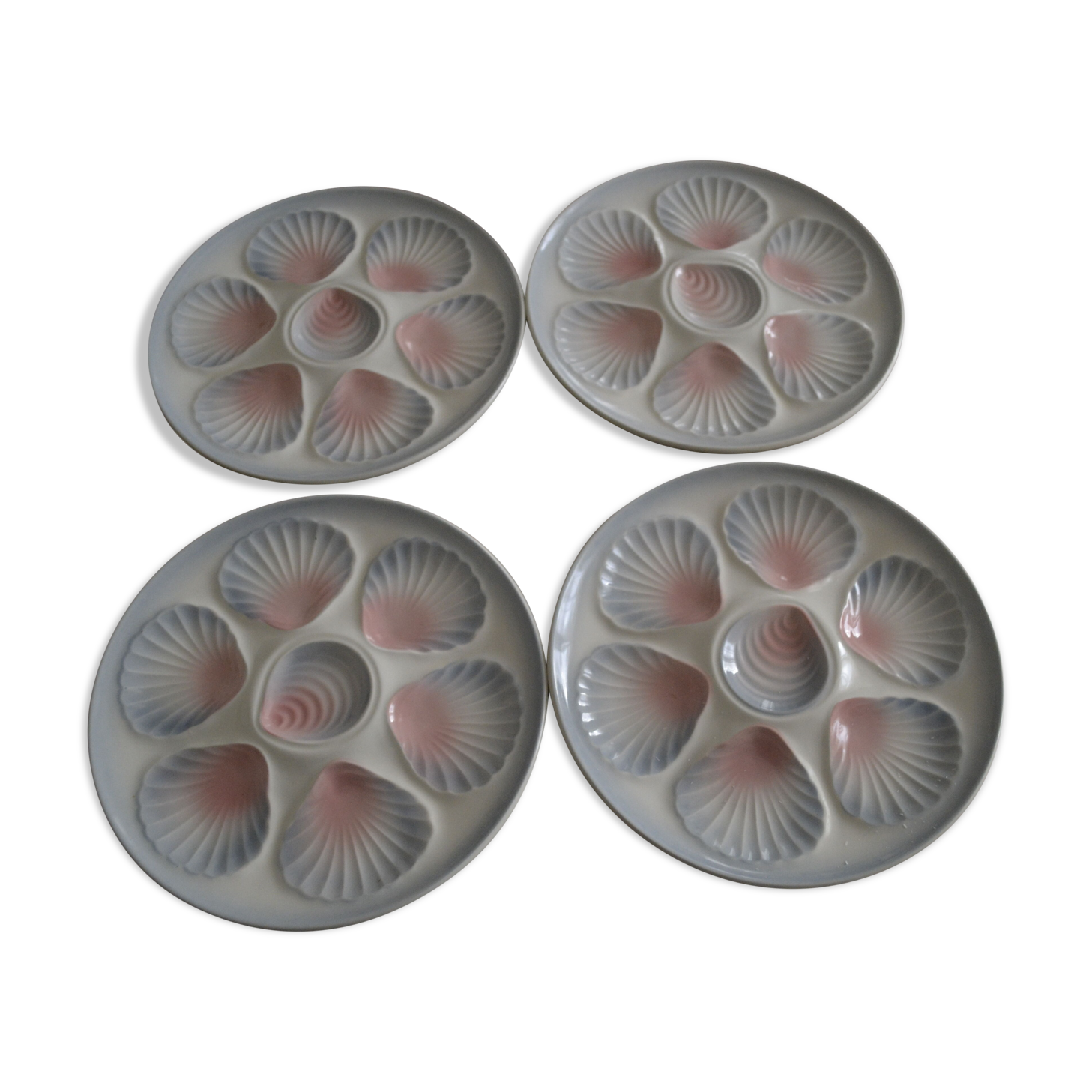 Lot de 4 assiettes à Huitre Moulin des Loups